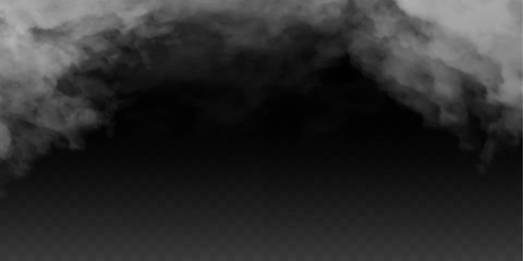 Fog or smoke isolated transparent special effect. White vector cloudiness, mist or smog background. Vector illustration