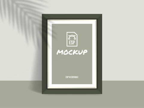 Photo frame mockup with vertical blank screen, poster template for your design