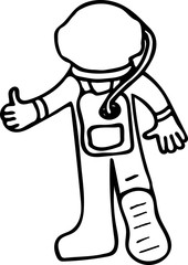 astronaut from the back, in doodle style for thematic design.