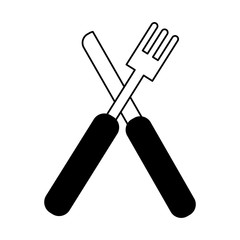 knife and fork kitchen on white background