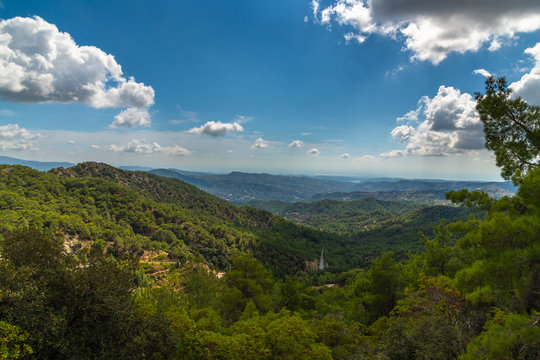 View from Olymbos, the highest peak of the island of Cyprus.