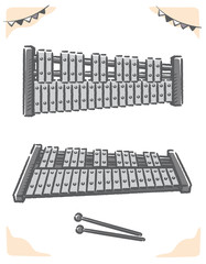 グロッケンシュピールのイラスト素材。