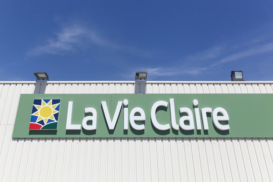 Genay, France - May 28, 2017: La vie claire logo on wall. La Vie Claire is a French chain of health and bio product stores