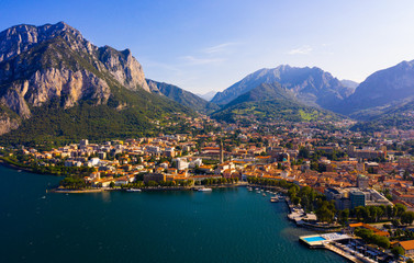 View of Lecco on shore of Lake Como