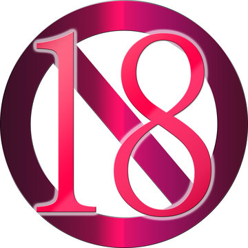【R18（18禁）】アダルト関連で使われる事が多いアイコンなので、アダルトを連想できるピンク周辺の色を使用しました。きれいなR18です。