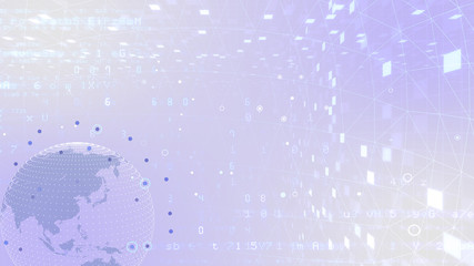 Earth on Digital Network space 3D illustration background Japan Australia