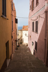 Narrow street in Castelsardo, Sardinia