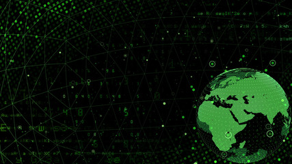 Earth on Digital Network space 3D illustration background Middle East