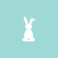 White easter rabbit. Easter Bunny on blue background