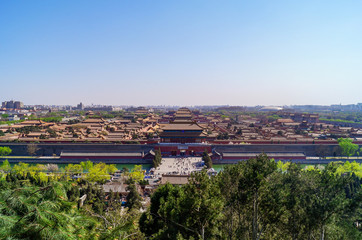 Elevated view of the forbidden city in Beijing