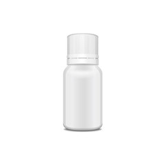 Realistic essential oil white matte bottle. Mock up bottle cosmetic or medical vial, flask, flacon 3d illustration