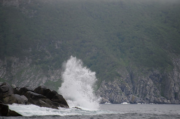 The rocks and the sea. The Far East of Russia. The city of Magadan.