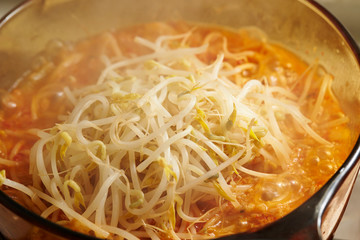 Home made bean sprout hotpot 