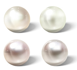 Realistic pearls set isolated on white background