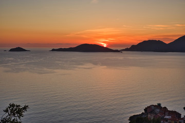 Sunset over the Gulf of Poets La Spezia Liguria Italy