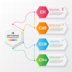 Vector illustration with 4 options,Template for graphs and diagrams,Hexagon infographic.