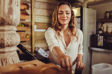 Woman working in a coffee shop