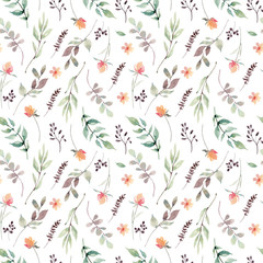 watercolor flowers seamless pattern.