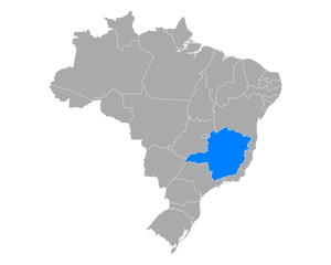 Karte von Minas gerais in Brasilien