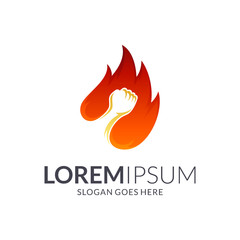 Fire hand punch logo design, freedom and spirit vector illustration