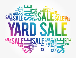 YARD SALE word cloud collage, business concept background