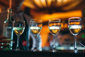 Glasses of wine on the counter