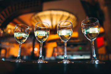 Glasses of wine on the counter