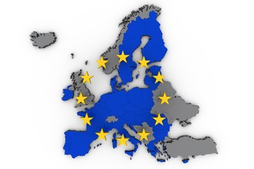 eu map european union europe political 3d illustration - obrazy, fototapety, plakaty