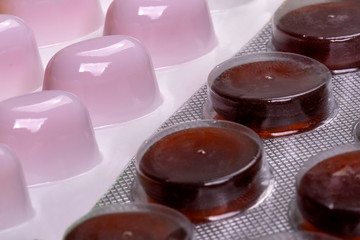 Close up shot of blisters with pills. Medicine and health concept.