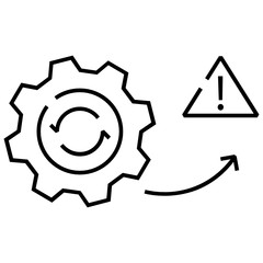 Merger and Acquisition Assessment Process Concept, Gear Wheel inside double directional arrows and Sign Exclaimation Design, asset valuation and future risk vector icon design