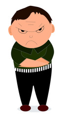 Illustration of an angry young boy on a white background.