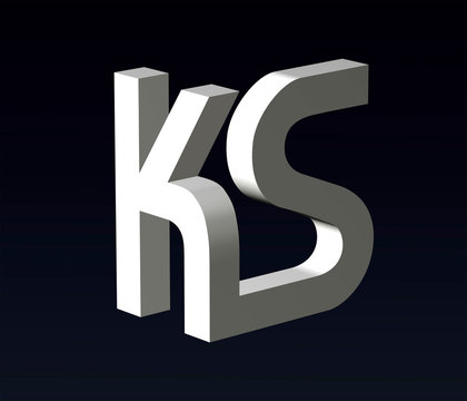 Font stylization of letters  K and Z, Y, Z, V, S/ M, A, font composition of the logo. 3D rendering.