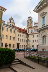 The old part of the city. Vilnius University. Fragment of the building.