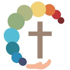 1. heilige Kommunion - Regenbogenset blau - Jesus segne dich Symobol