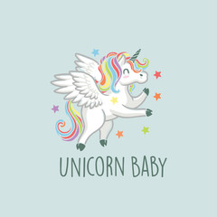 Colorful Cute Unicorn Logo for your Brand and Advertising
