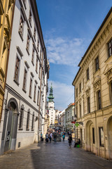 Fototapeta na wymiar Tower Of Michaels Gate - Bratislava, Slovakia