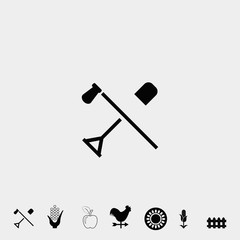 shovel and hoe icon vector illustration and symbol for website and graphic design