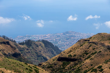 Fototapeta na wymiar Madeira funchal mountain landscape spectacular view blue sea outdoor traveling concept