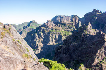 Madeira mountain landscape spectacular view horizon blue sky outdoor traveling concept