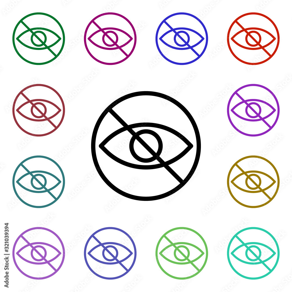 Poster prohibition to watch multi color style icon. simple thin line, outline vector of ban icons for ui an