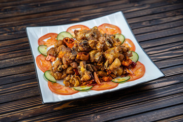 Stir fry chicken, sweet peppers and green beans