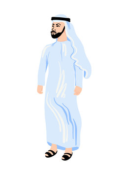 Arabian man wearing muslim traditional clothes