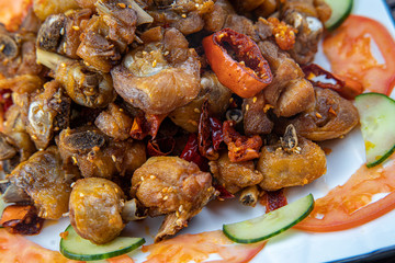 Stir fry chicken, sweet peppers and green beans