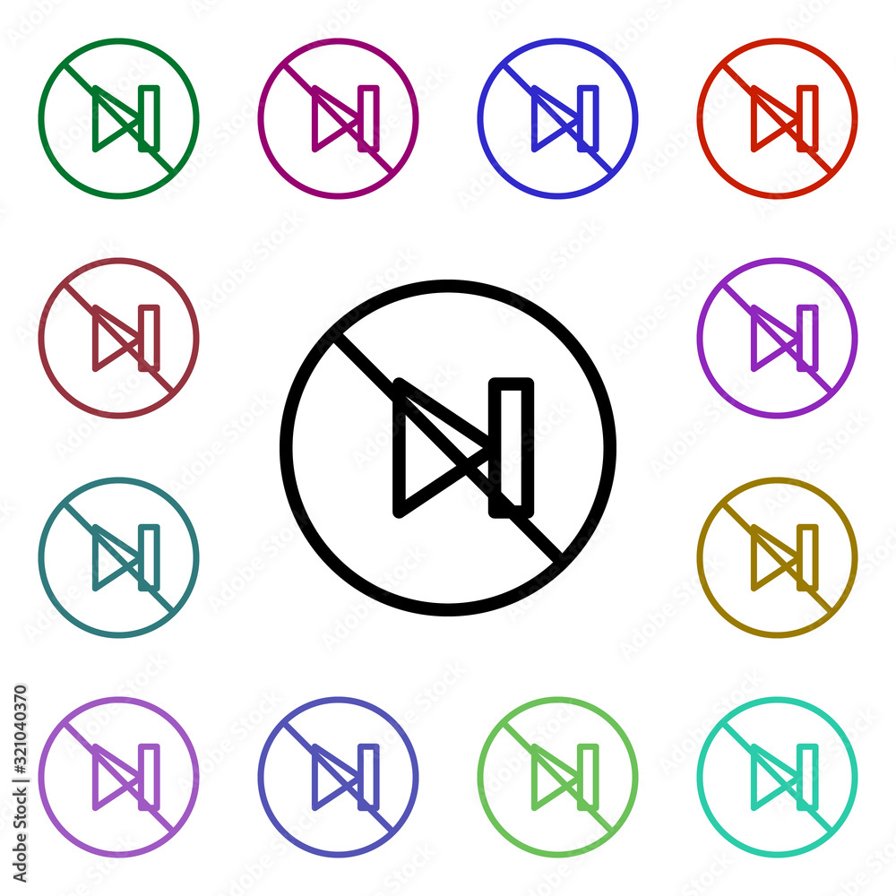 Poster ban start multi color style icon. simple thin line, outline vector of ban icons for ui and ux, websi