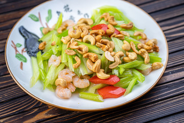 Vegetable dish, Chinese cooking salad pepper nuts