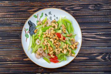 Vegetable dish, Chinese cooking salad pepper nuts