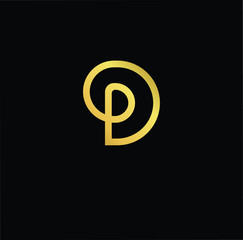 Outstanding professional elegant trendy awesome artistic black and gold color DP PD initial based Alphabet icon logo.