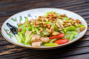 Vegetable dish, Chinese cooking salad pepper nuts