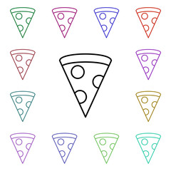 Food, a piece of pizza multi color style icon. Simple thin line, outline vector of food and drink icons for ui and ux, website or mobile application