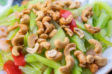 Vegetable dish, Chinese cooking salad pepper nuts